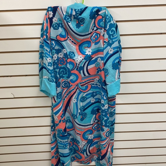 Blue & Pink Flowers Robe Size S - Picture 3 of 3